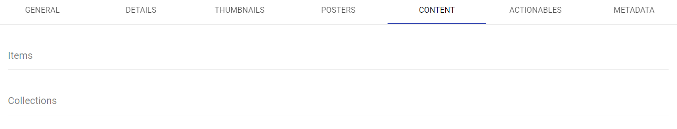 Create Collection - Content Tab